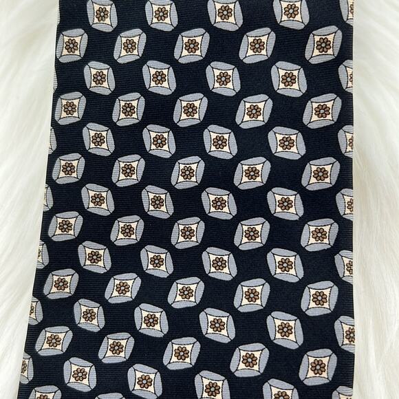 Christian Dior Monsieur All Silk Floral Geometic Tie - Navy - Picture 2 of 4
